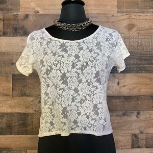 White Lace Blouse - Full Tilt - Size S